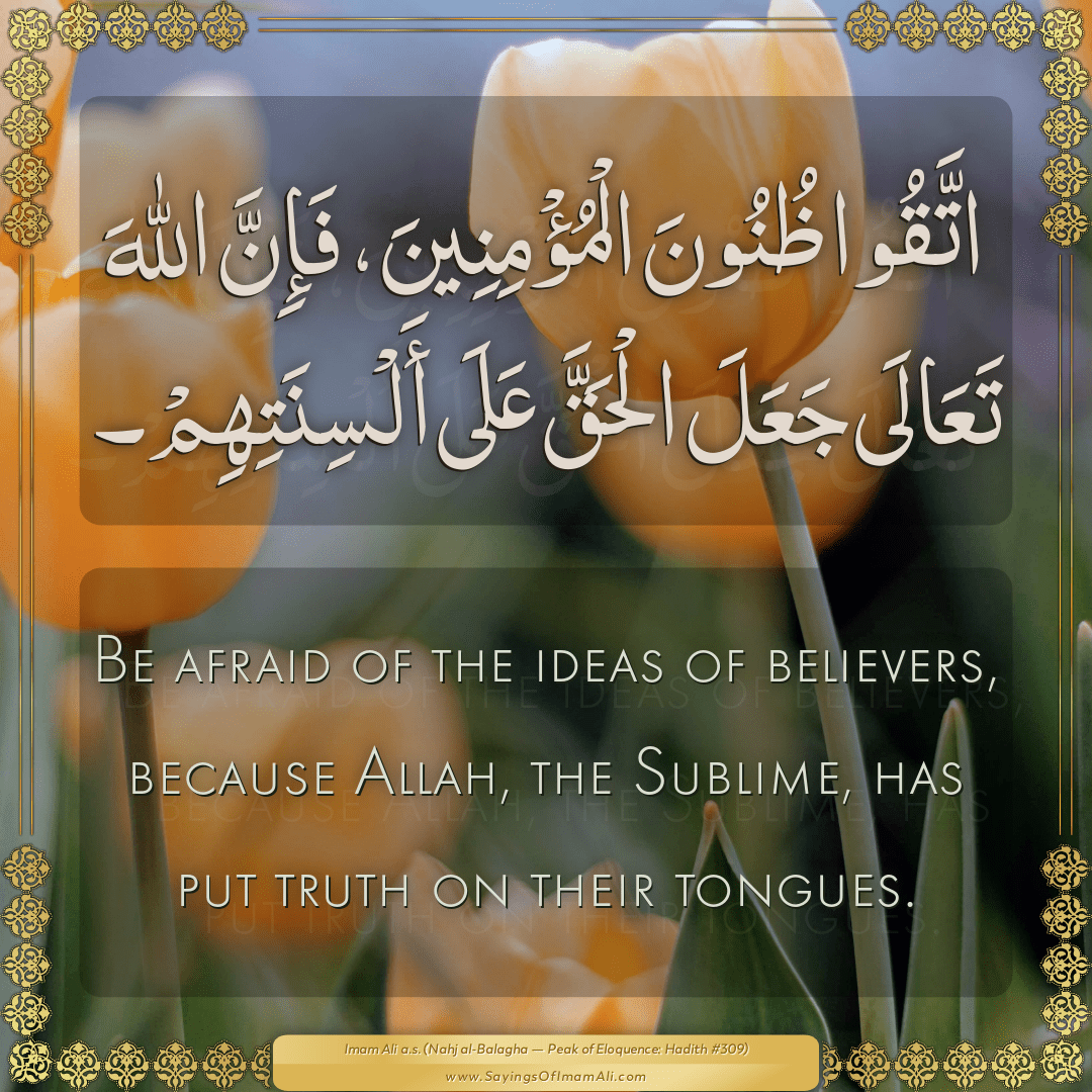 Be afraid of the ideas of believers, because Allah, the Sublime, has put...